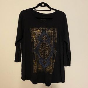 Lucky Brand gold medallion 3/4 sleeve shirt